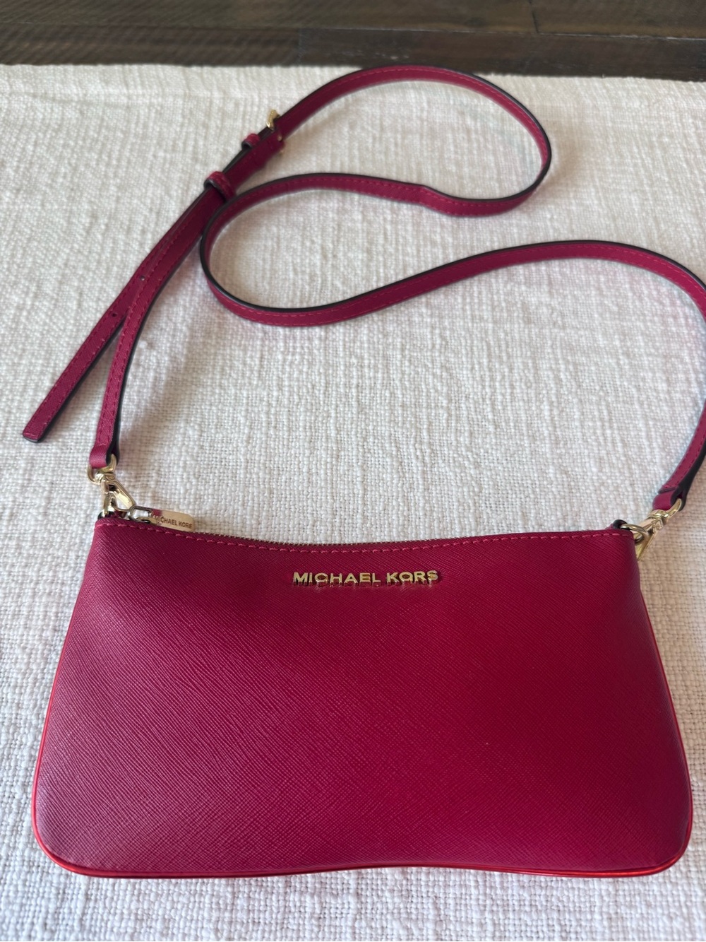 Michael Kors Red Crossbody with Gold Hardware